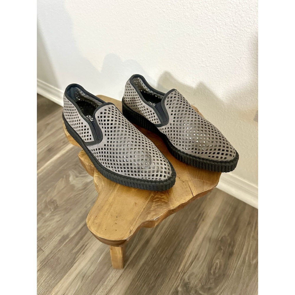 TUK Creepers Pointed Toe Perforated Grey Suede Slip On‎ Women 9 Men 7 Punk Rock